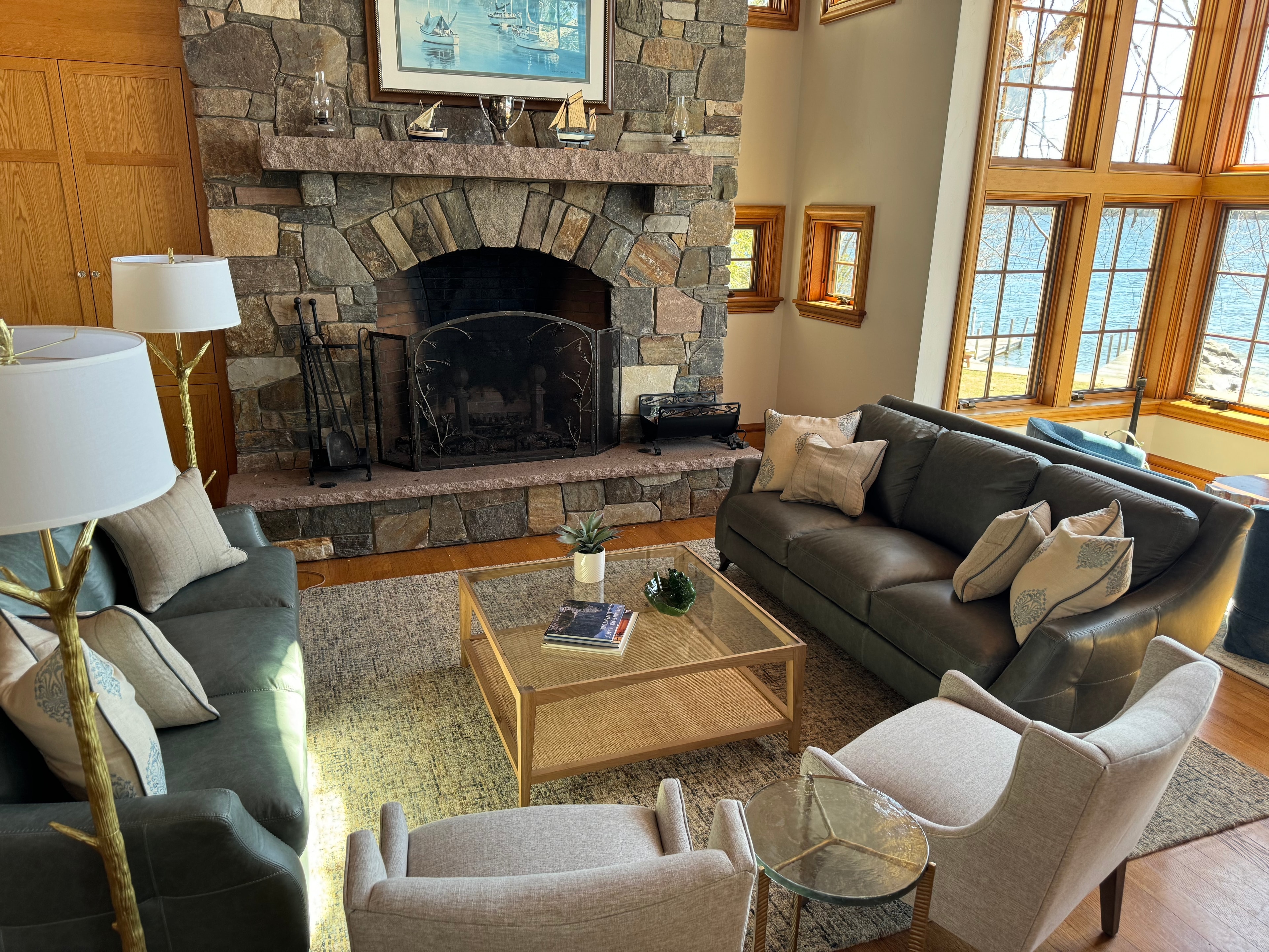 Waterfront Living Room after staging