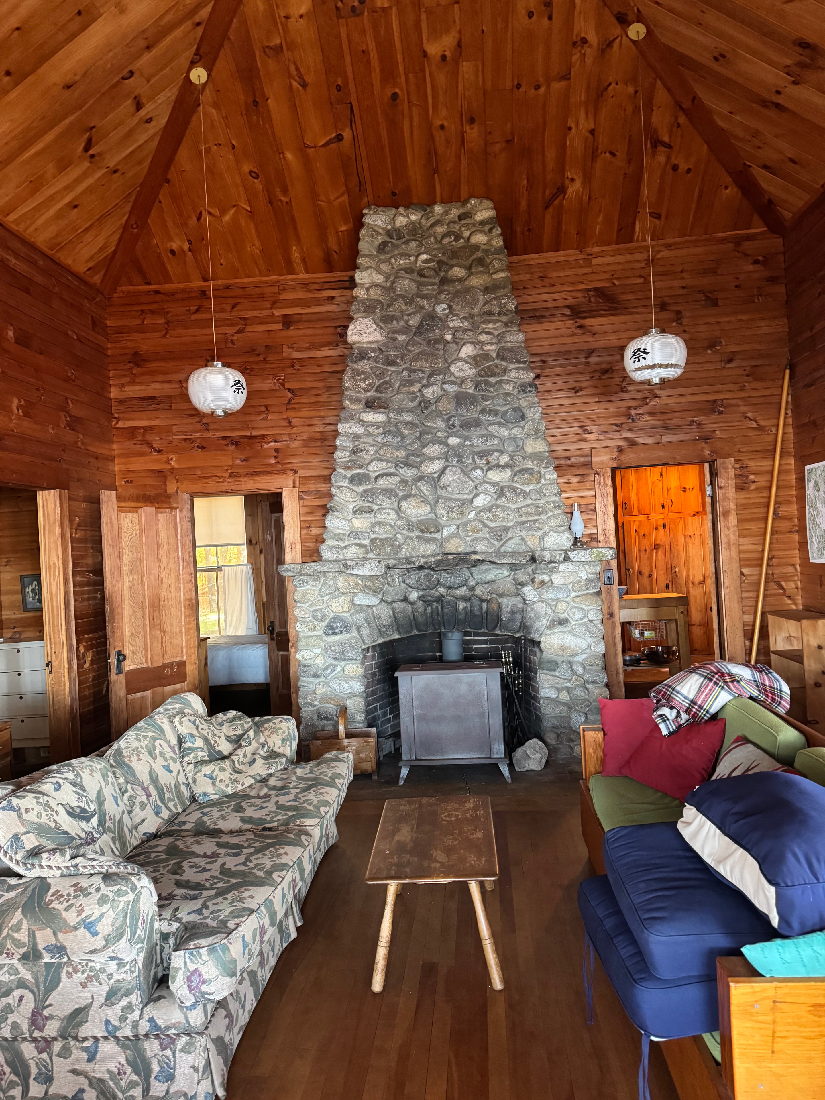 Lake camp living room — before staging